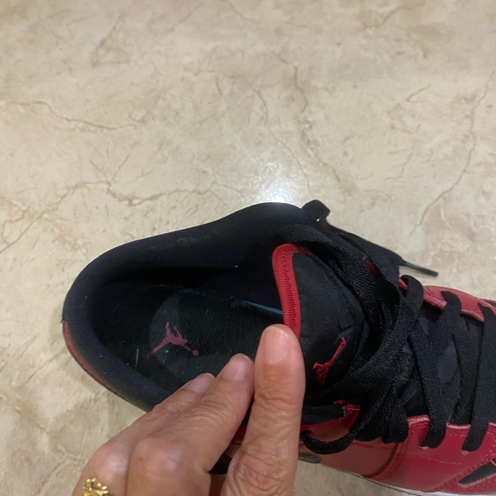 Jordan 1 lows -Kids Red and Black Sneakers - Picture 3 of 7